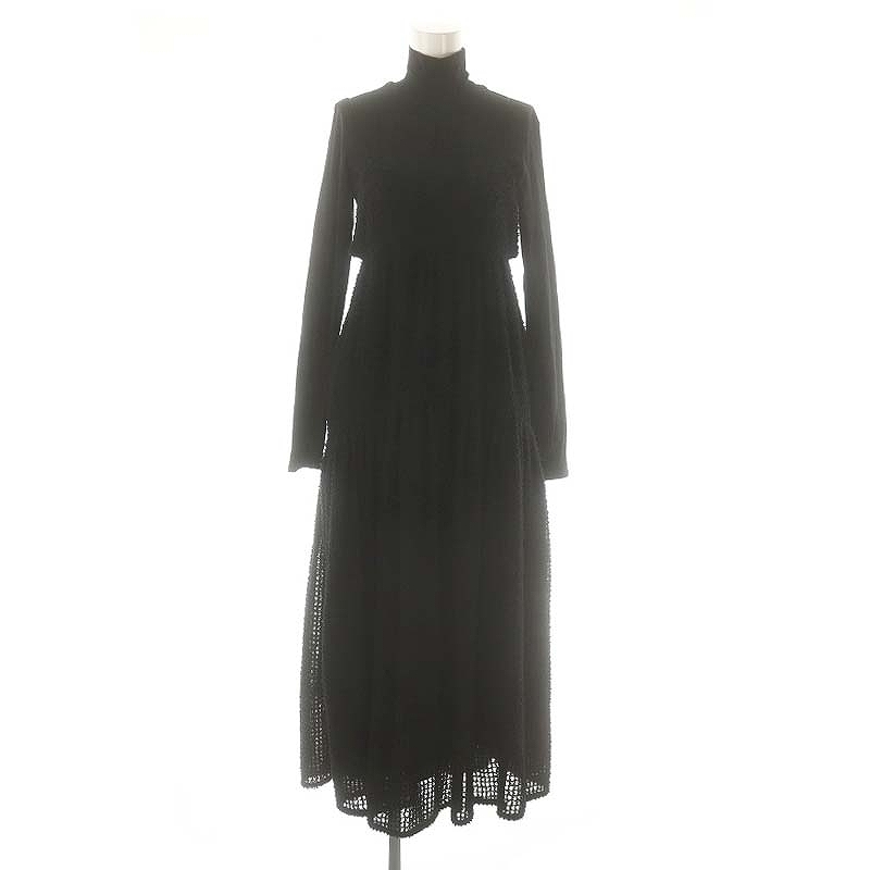 エミアトリエ 23AW 2点セット カットセットボリュームワンピース ハイネックカットソー ジャガードキャミソールワンピース 0 ブラック /DO拍卖