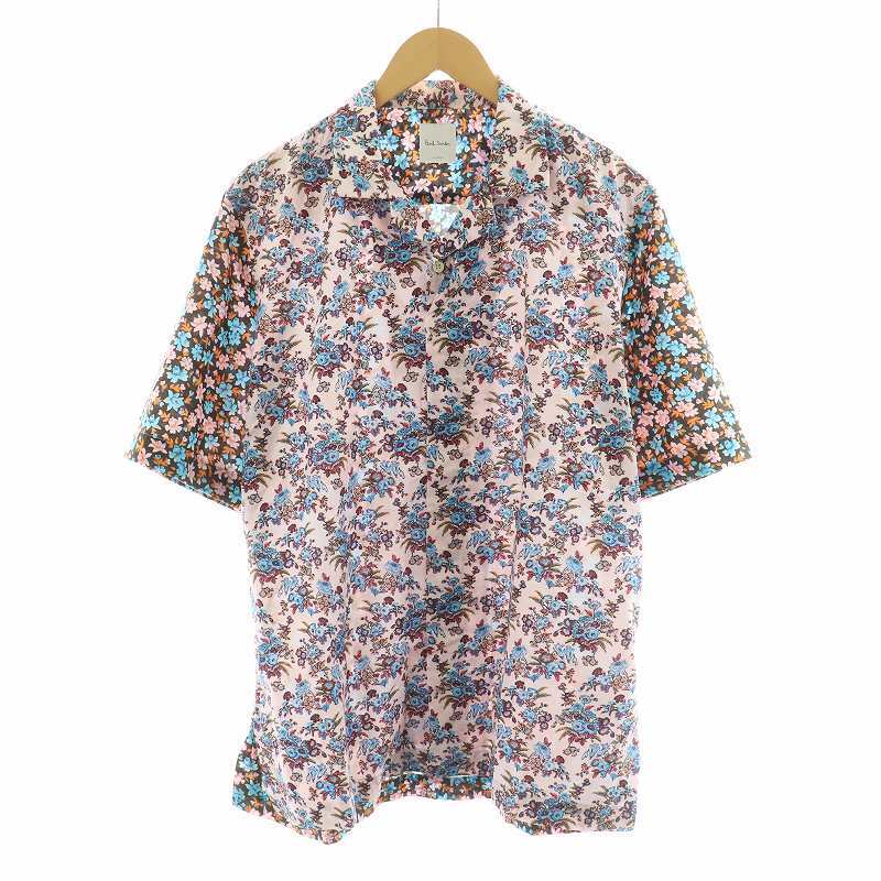 ポールスミス PAUL SMITH Rizo Floral & Mabel ミックスアッププリント半袖シャツ 総柄 花柄 XL ピンク 113313 028UM /NQ ■MU メンズ拍卖