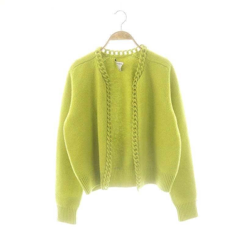 ボッテガヴェネタ BOTTEGA VENETA ダニエルリー期 Chain-Embellished Knitted Cardigan ニット カーディガン S イエローグリーン拍卖