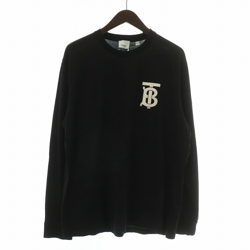 バーバリー BURBERRY Tシャツ カットソー ロンT 長袖 クルーネック TBロゴ プリント M 黒 ブラック /XZ ■GY01 メンズ拍卖