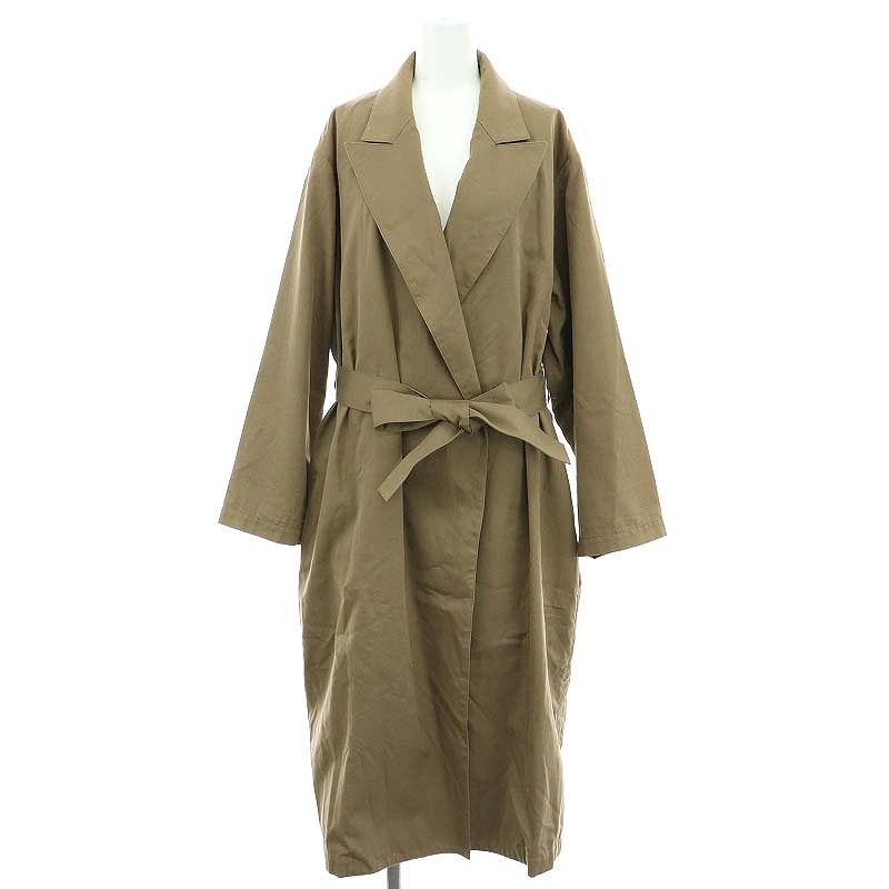 ドゥーズィエムクラス DEUXIEME CLASSE ricceri ワイドコート スプリングコート ロング 背抜き 薄手 シルク混 ブラウンベージュ /DO ■OS拍卖