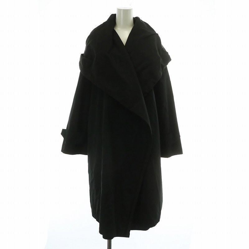 マックスマーラ MAX MARA RAINWEAR レインウェア ロング コート アウター フード フーデッド ボタンレス 42 L 黒 ブラック レディース拍卖