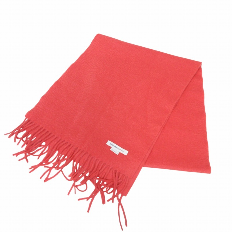 ジョンストンズ Johnstons 美品 Cashmere カシミヤ100% ストール スコットランド製 マフラー フリンジ オレンジ IBO70 レディース拍卖
