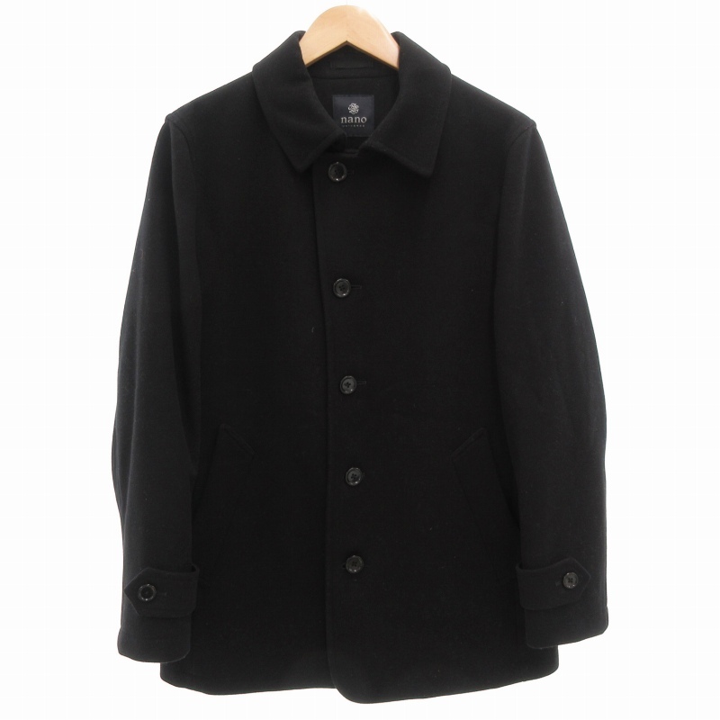 ナノユニバース nano universe コート コンバーティブルカラー 中綿入り 混合メルトン 起毛 ウール混 M 黒 ブラック /GV メンズ拍卖