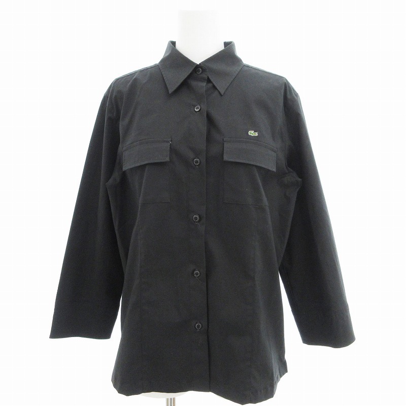 ラコステ LACOSTE シャツ 長袖 フラップポケット 42 黒 ブラック /OU ■GY99 レディース拍卖