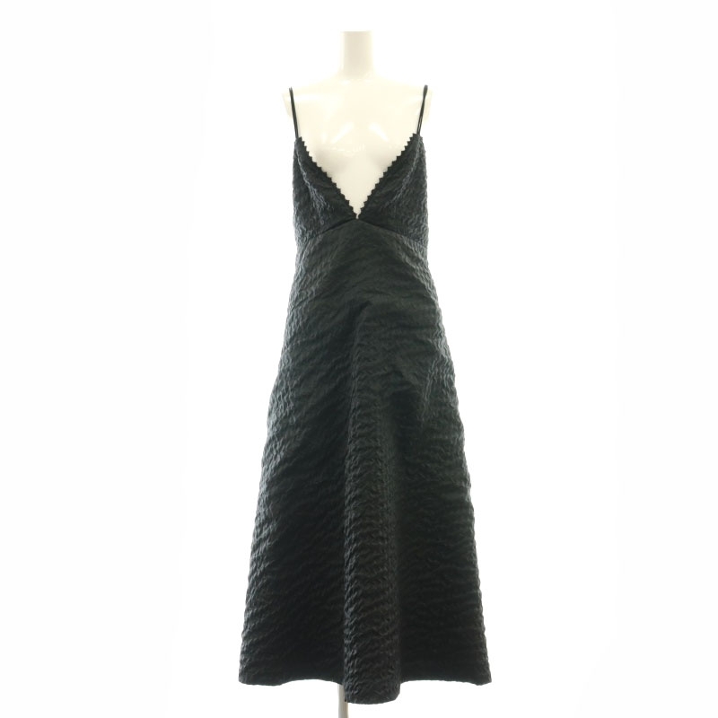 ダイアグラム グレースコンチネンタル Diagram GRACE CONTINENTAL 25SS エンボスキャミワンピース 深Vネック 36 黒 ブラック /CX ■OS レデ拍卖