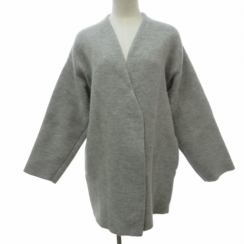 ギャルリーヴィー GALERIE VIE トゥモローランド 21AW ダブルインレーニット ノーカラーコート ジャケット カーディガン グレー 36 約S拍卖