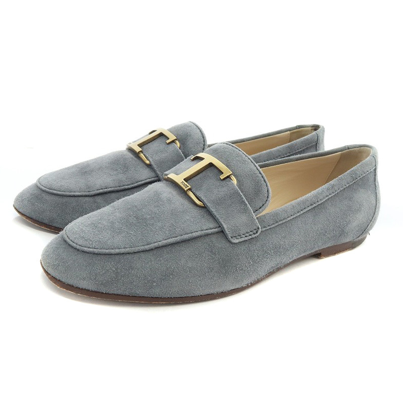 トッズ TOD'S Tタイムレス ローファー スエード 35 22cm グレー /AK レディース拍卖