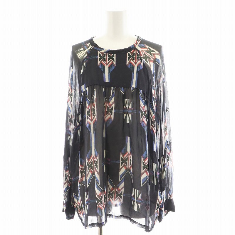 イザベルマラン ISABEL MARANT シャツ ブラウス 長袖 シアー シースルー シルク 絹 1 紺 ネイビー /AN44 レディース拍卖