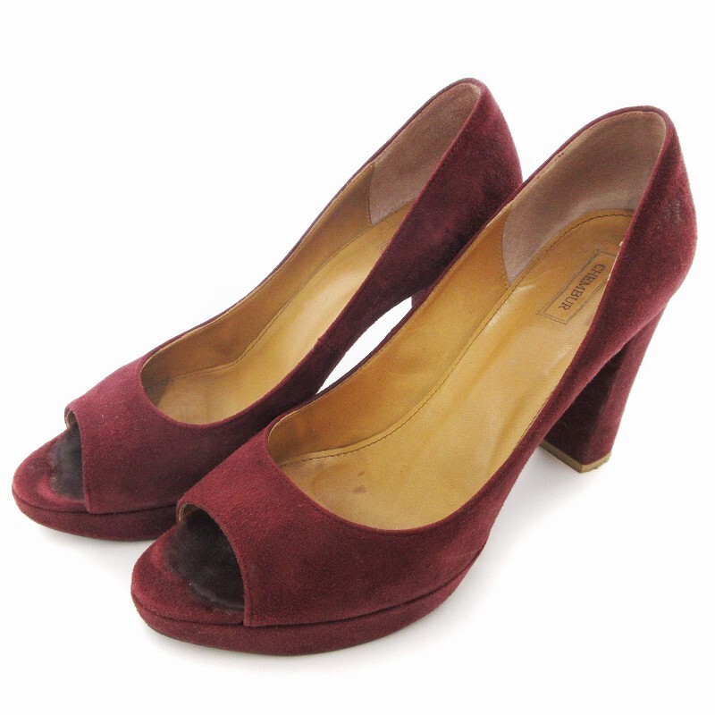 チェンバー CHEMBUR パンプス オープントゥ プラットフォーム 37 ワインレッド /OU レディース拍卖