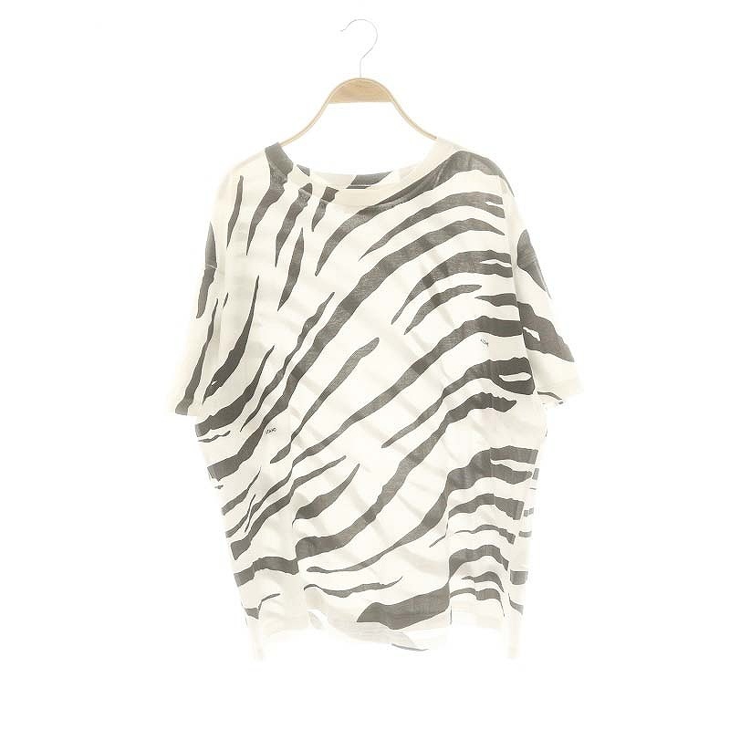 ジャーナルスタンダード JOURNAL STANDARD スタンドアローン Stand Alone ゼブラ柄Tシャツ カットソー 半袖 F 白 ホワイト グレー拍卖