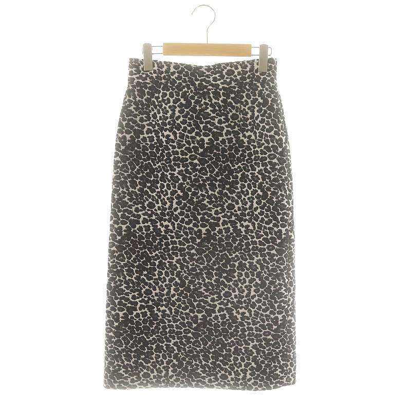 スピック&スパン Spick&Span レオパード タイトスカート ミモレ ロング 36 グレー 黒 ブラック /AT ■OS レディース拍卖