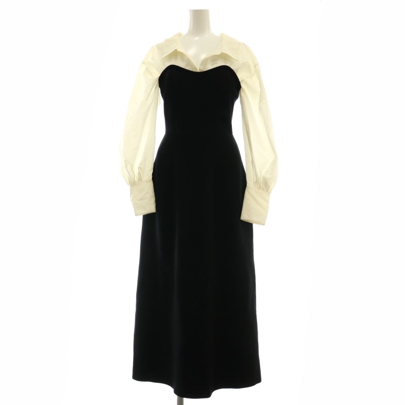 スナイデル SNIDEL オーバーシャツドッキングニットワンピース ロング 長袖 1 ブラック /HK ■OS レディース拍卖