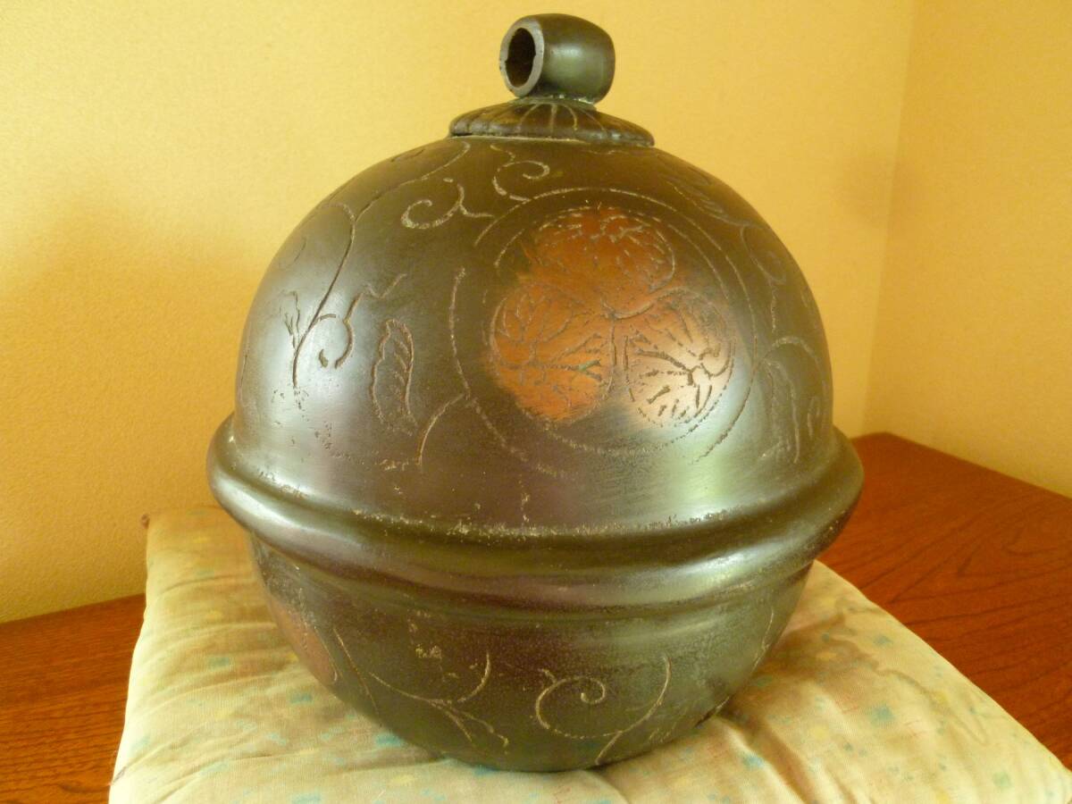 【即決・銅製】大鈴 東照宮 三つ葉葵紋 直径約23cm 約3.6kg 徳川家家紋 元禄元年 寺院 仏閣 神具 仏教美術 鈴 号鐘 ベル 鐘拍卖