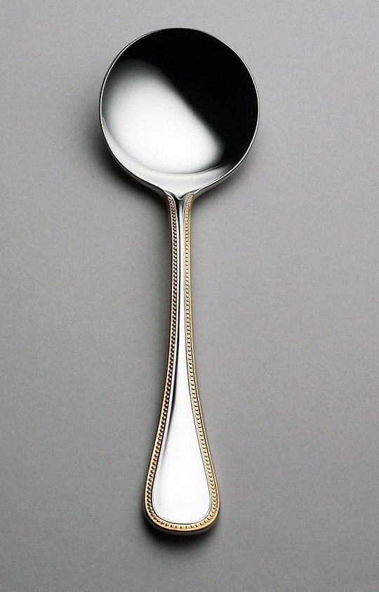 ☆ラッキーウッドフレンチアクセント金彩ブイヨンスプーン20本高級ステンレス18-10使用日本製新品拍卖