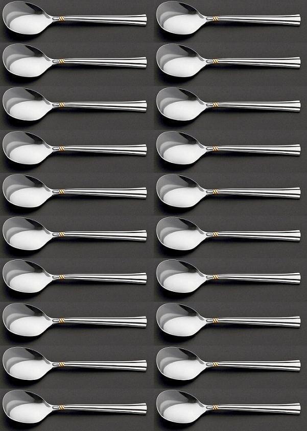 ★ラッキーウッドエメラルド金彩 アイスクリームスプーン 20本高級18-10ステンレス使用ミラー金彩仕上げ日本製新品拍卖