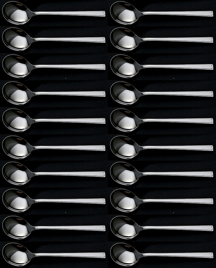 ☆ラッキーウッドロマンス スープスプーン 20本高級18-10ステンレス使用ミラー仕上日本製新品拍卖