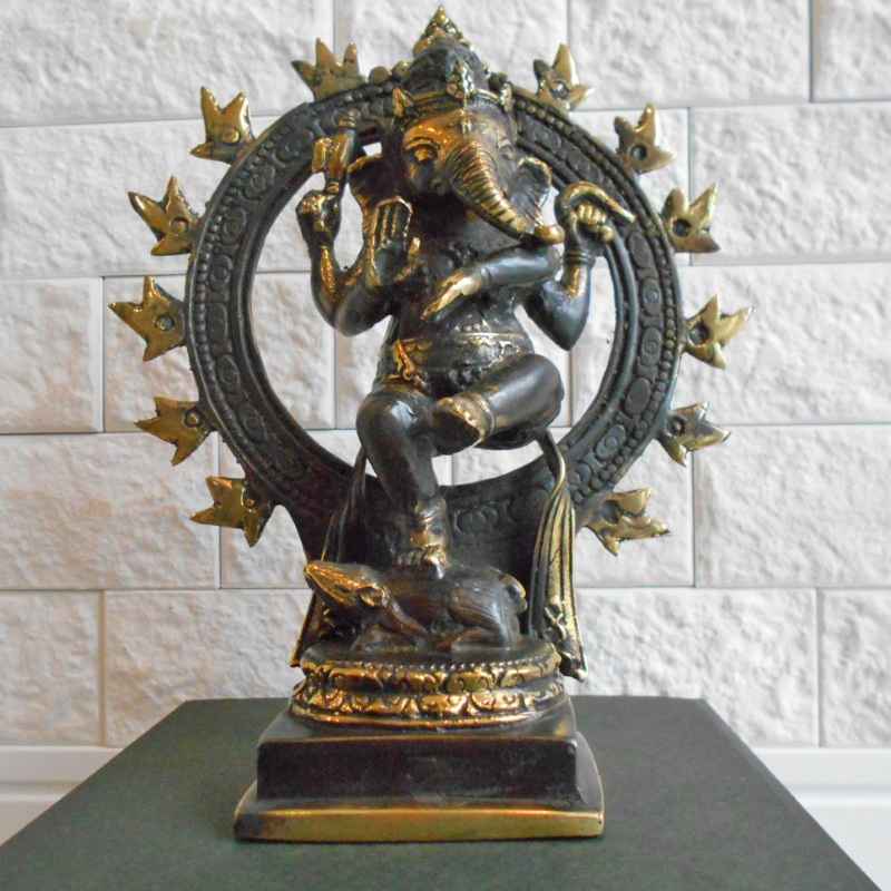 ブロンズ製 ガネーシャ 19cm 夢をかなえるゾウ 学問 金運 商売繁盛 学問の神 金運の神 商売繁盛の神 エスニック ヒンドゥー アジアン雑貨拍卖