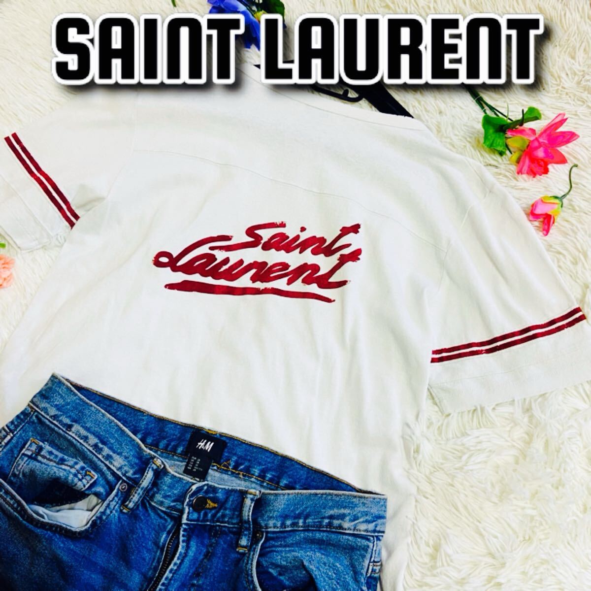 メンズ●SAINT LAURENT●サンローラン●Tシャツ●ロゴ●オーバーサイズ●メンズ●レディース●PARIS●エディスリマン●コットン拍卖