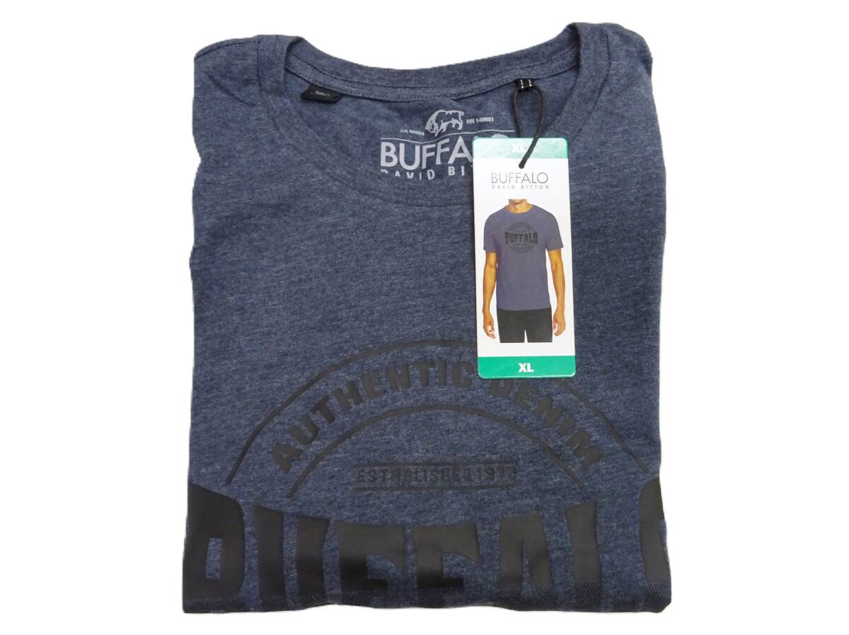 H-228 新品 BUFFALO DAVID BITTON バッファロー Tシャツ メンズ 半袖【XL】ヘザーダークブルー拍卖