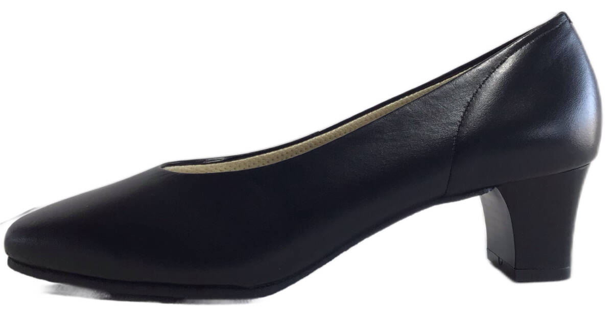 Janis Elegance ジャニスエレガンス 8002 黒 24.5cm 婦人 パンプス 幅広 4E 本革 日本製 拍卖