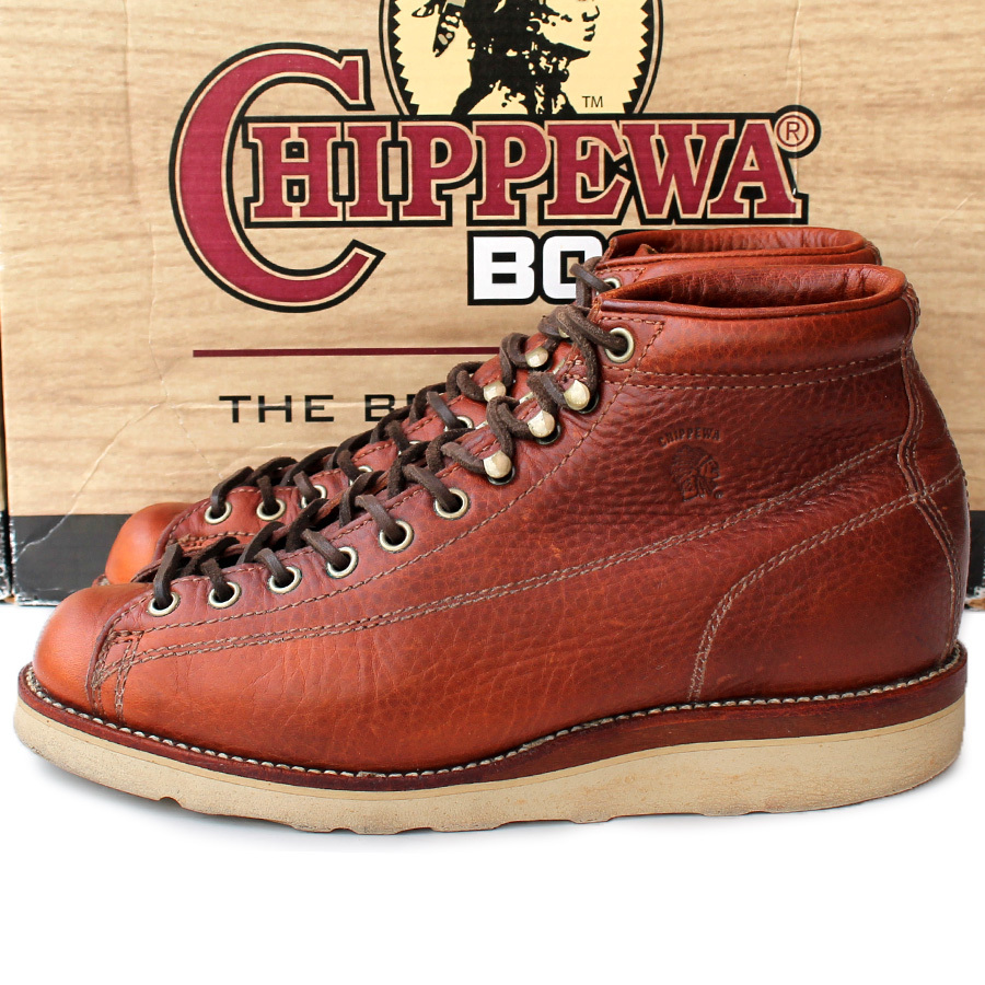 USA製★CHIPPEWA チペワ★モンキーブーツ 91005 7.5EE=25.5 ショートブーツ ブラウン レースアップ メンズ p i-1431拍卖