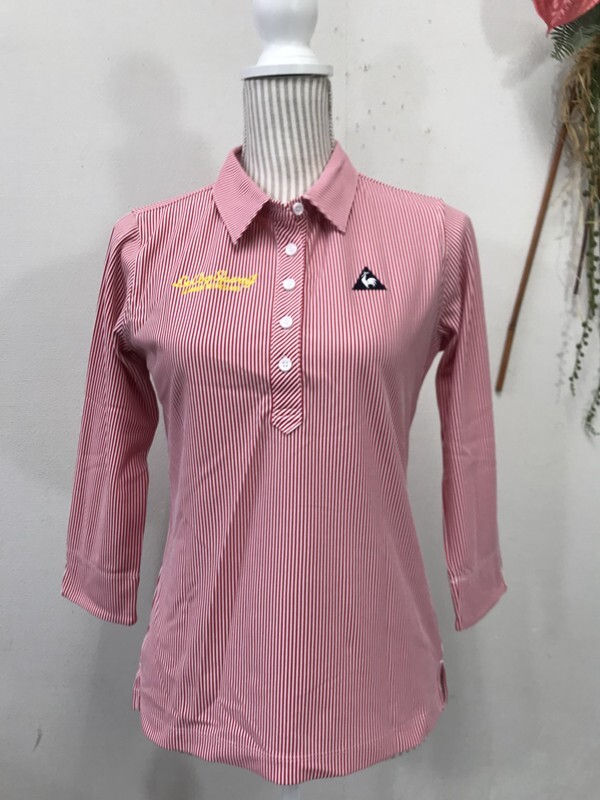 3908 レディース 【 le coq sportif 】スポーツウエア 長袖ポロシャツ サイズ:L 色:レッド ストライプ拍卖