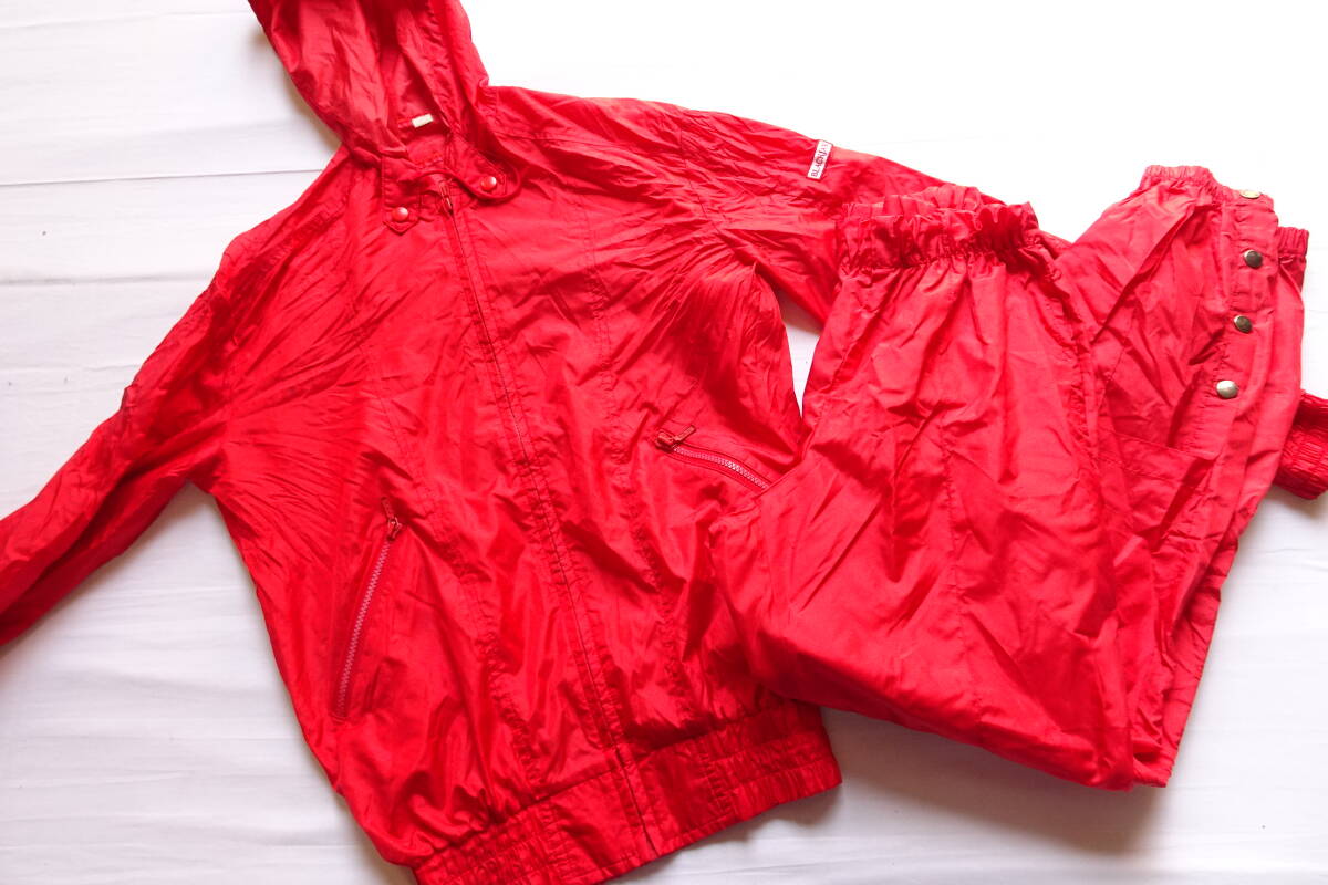 BLACKJACK/TENNIS WEAR/上下セット/ウォームアップ/レインウェア/ナイロン/長袖ジャンパー/長パンツ/雨具/赤/レッド/Lサイズ(5/14R7)拍卖