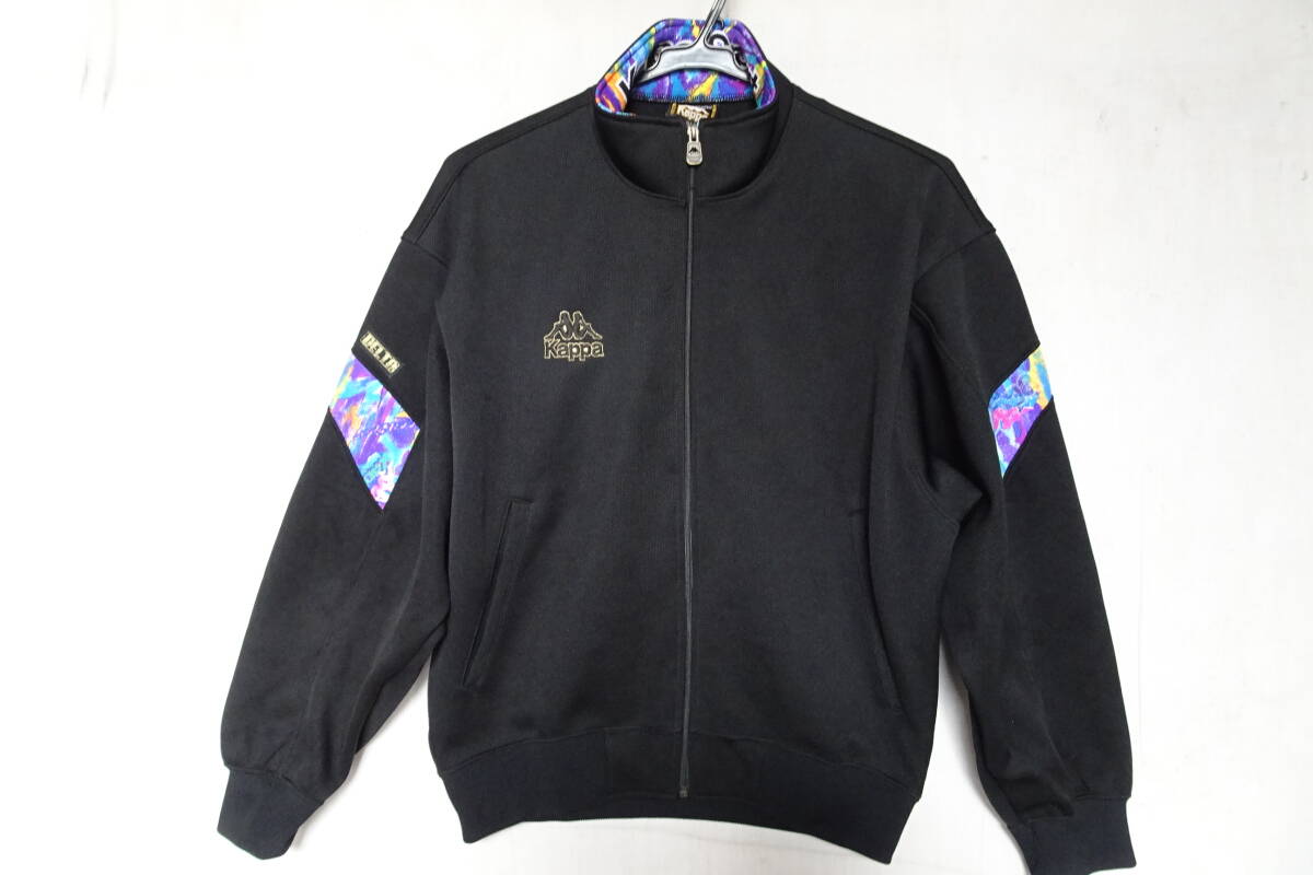 Kappa Sport/カッパ/長袖トラックジャケット/ジャージ素材/前ジップアップ/柄生地切替/スポーツ/黒/ブラック/Mサイズ(5/26R7)拍卖