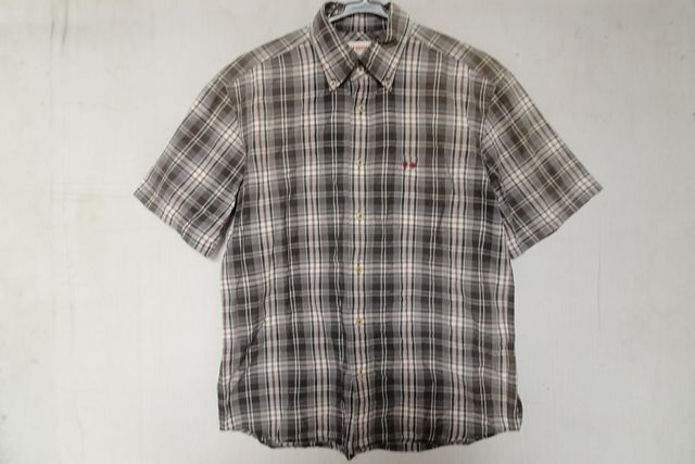 McGREGOR/マックレガー/半袖ボタンダウンシャツ/チェック柄/左胸ポケット/ワンポイントししゅう/グレー/Lサイズ(5/22R7)拍卖