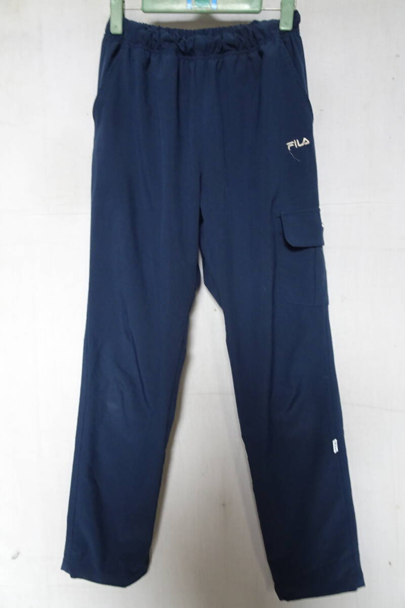 FILA/フィラ/カーゴパンツ/格子柄織り生地/ウエストゴム/左足のみカーゴポケット/裾ドローコード/紺/ネイビー/Mサイズ(5/13R7)拍卖