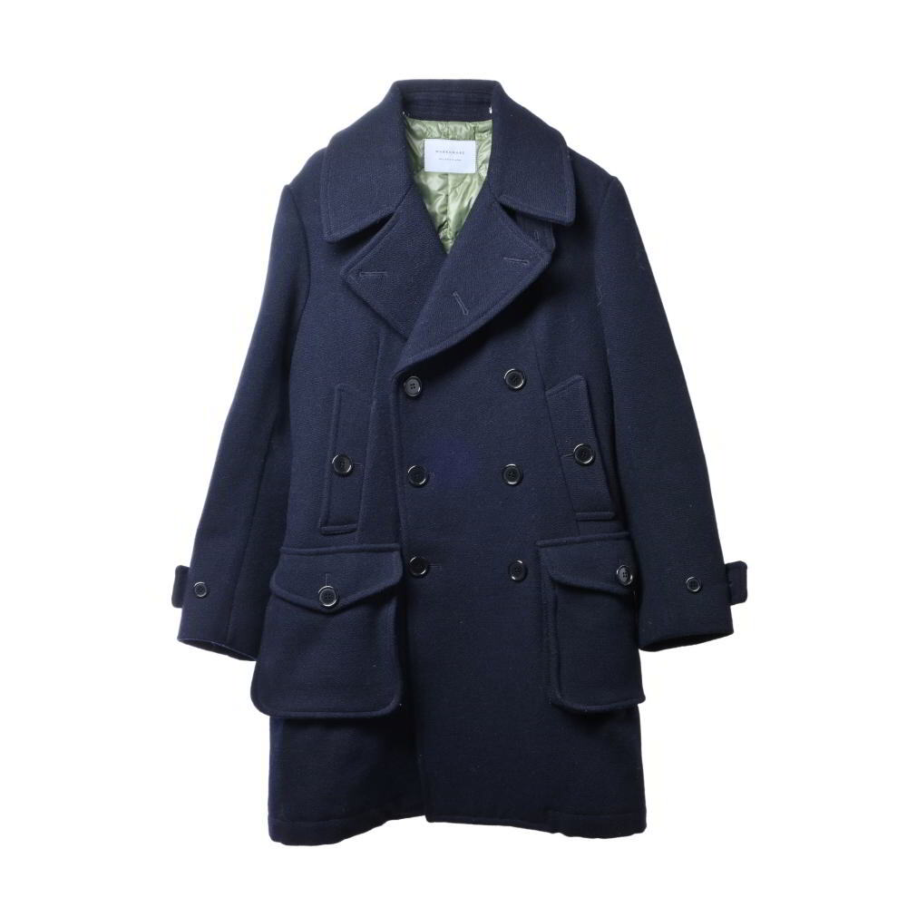 MARKAWARE ウール混 メルトン Pコート 2 ネイビー マーカウエア KL4BSCHA79拍卖