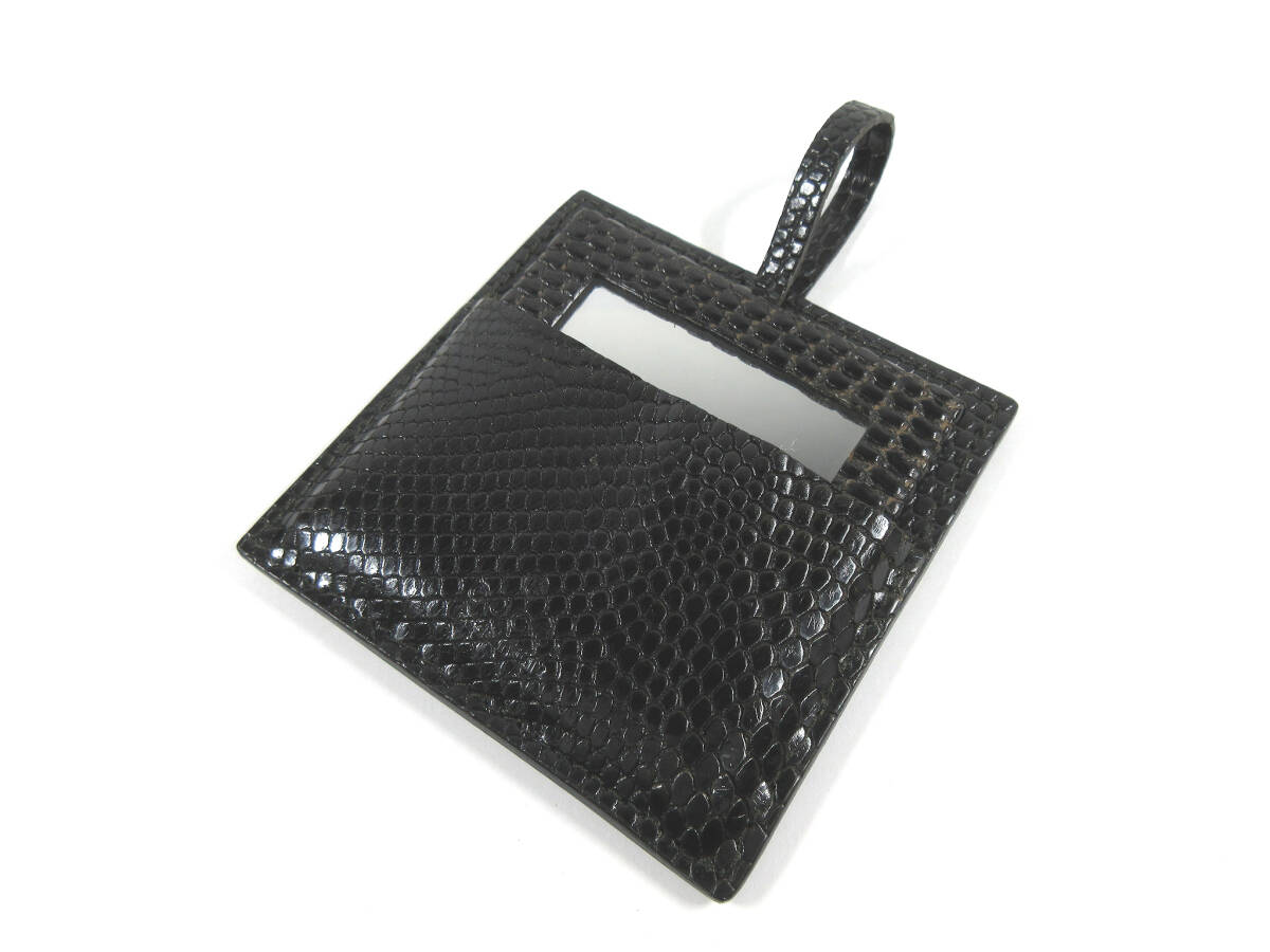 グッチ ヴィンテージ リザード コンパクト スクエア ミラー ブラック 箱付拍卖