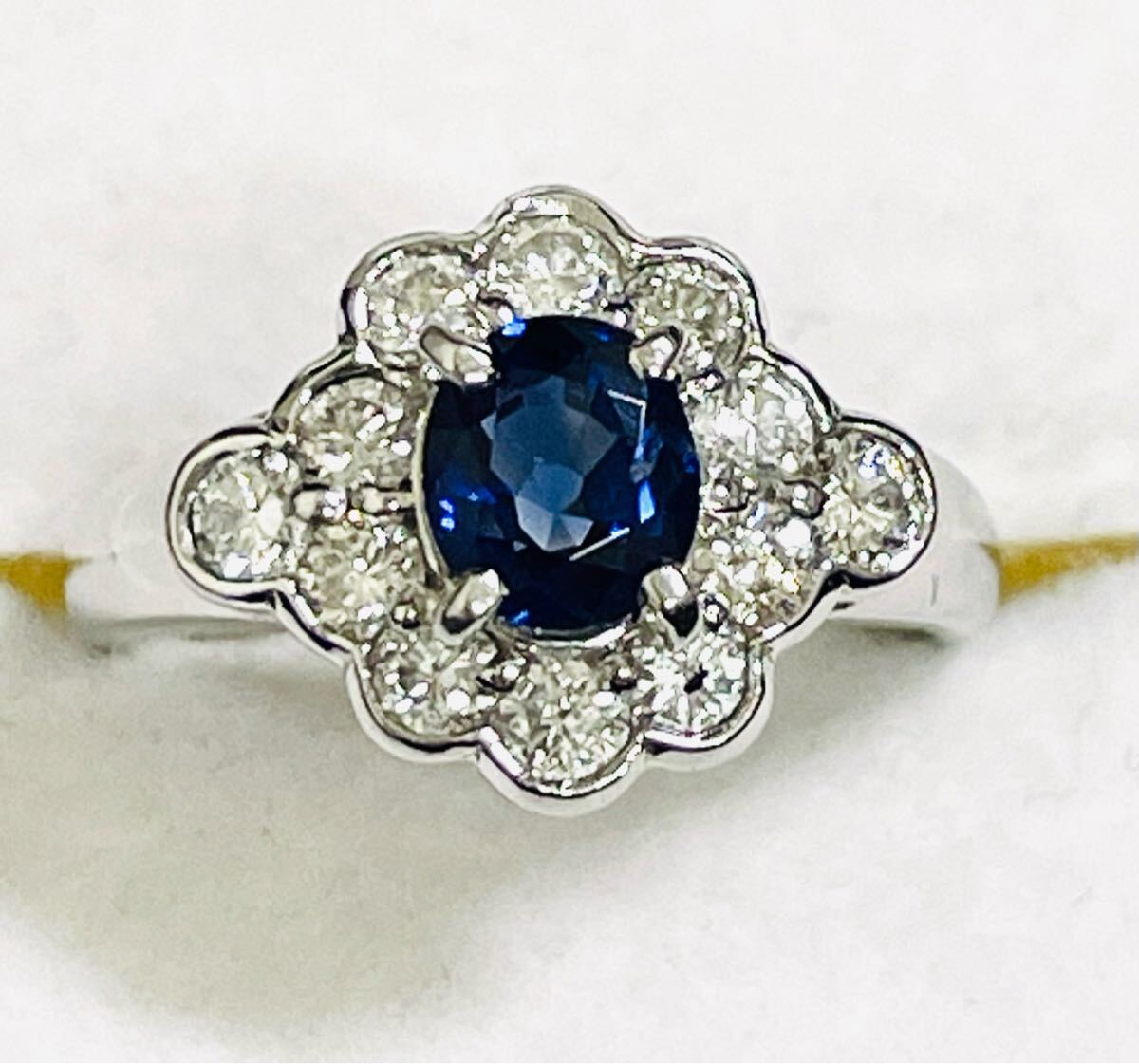 ☆Pt900 サファイア0.57ct&ダイヤリング 7号☆拍卖