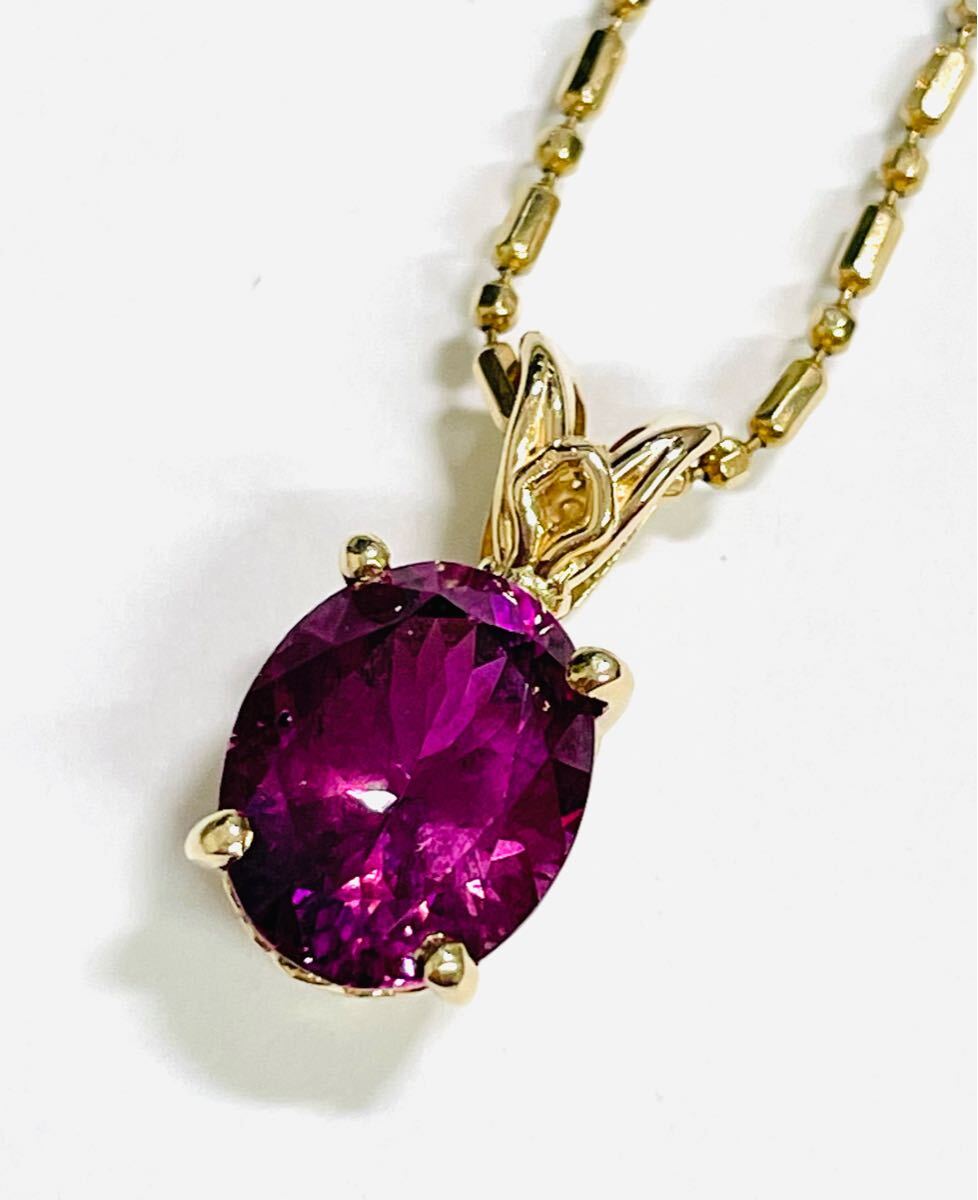 ☆K14YG/WG アメジストペンダント付きネックレス 40cm☆拍卖