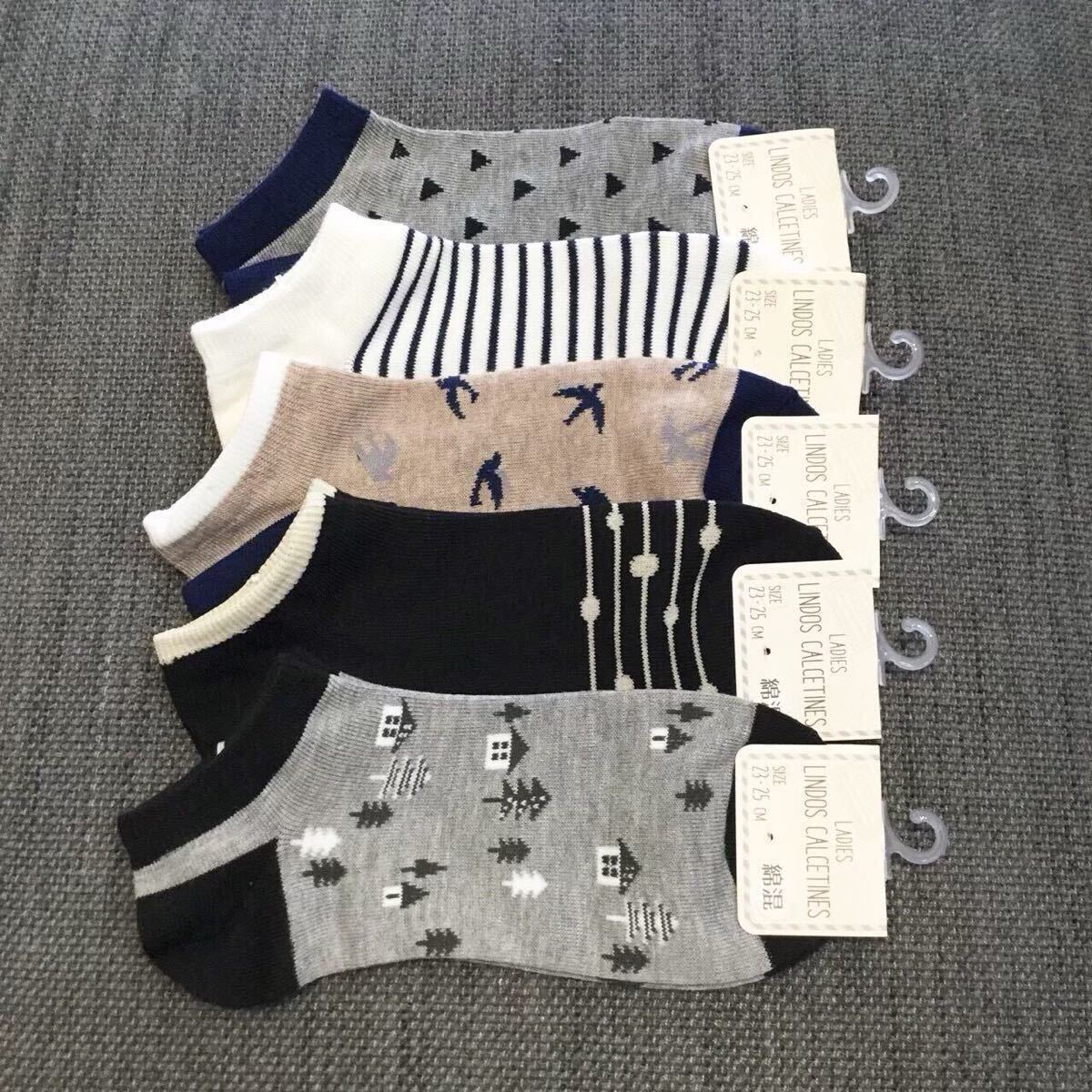 【特価SALE】新品 靴下 5足セット レディース プレゼント 福袋 スニーカー まとめ売り 北欧デザイン拍卖
