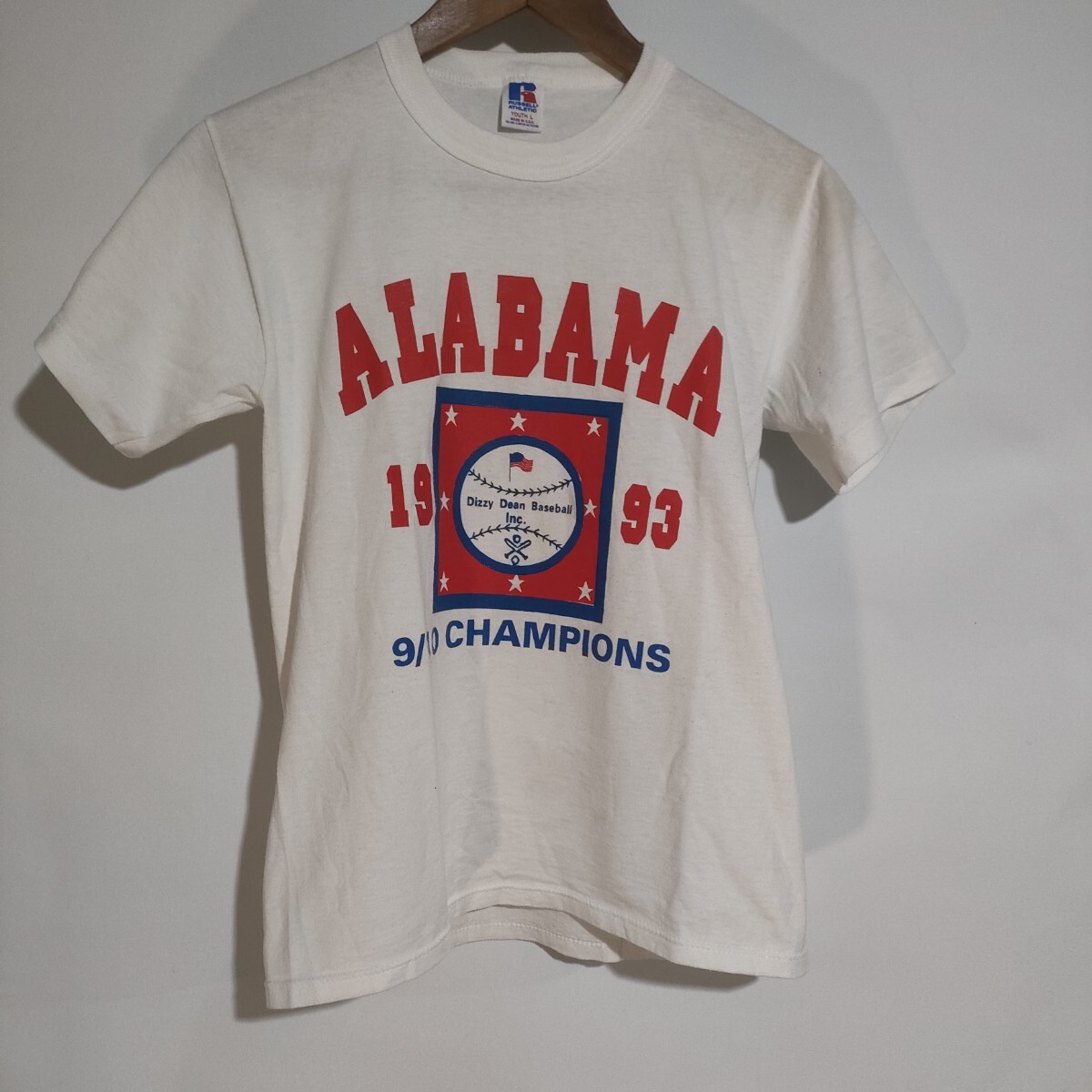 90s ラッセル ベースボールプリントTシャツ ボーイズL拍卖