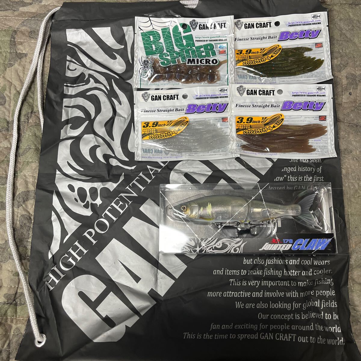 新品 ガンクラフト 6点セット ジョイクロ ワーム 巾着袋 激安スタート バス釣り ルアー拍卖