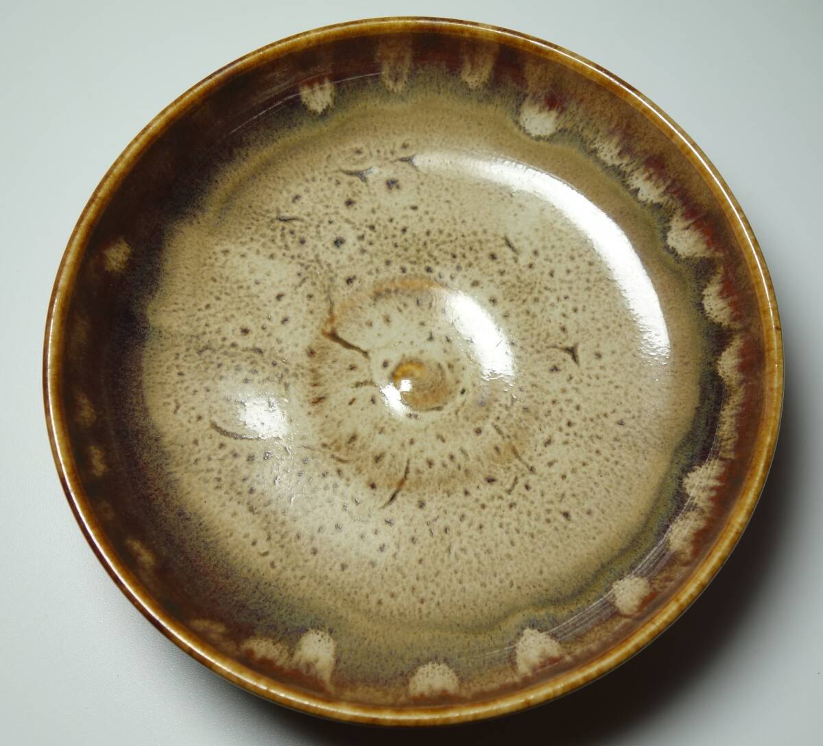 明治期 茶菓子皿 赤海鼠釉 五代目源四郎初期作 天草水平焼 拍卖