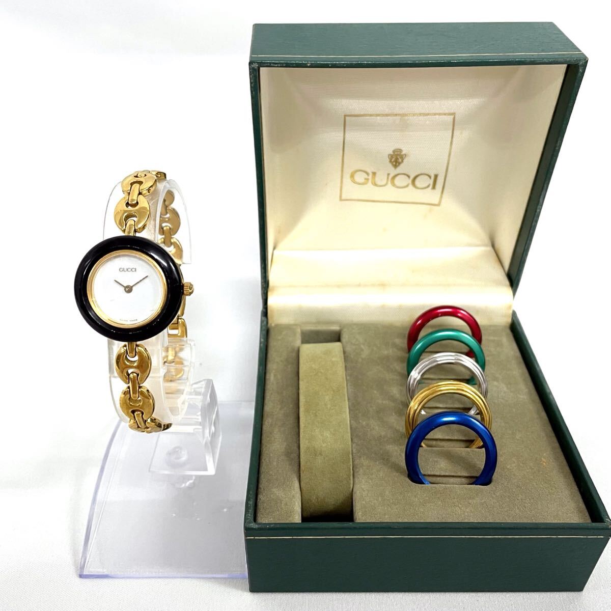 【39138】 GUCCI グッチ チェンジベゼル 腕時計 替えベゼル5 11/12.2 クォーツ SS レディース 不動品 拍卖