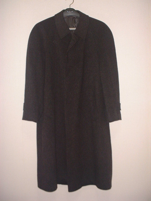 男性用コート BIEBER 100%カシミヤ 西ドイツ製 Lぐらい 黒・ダークグレイ系 ロングコート拍卖