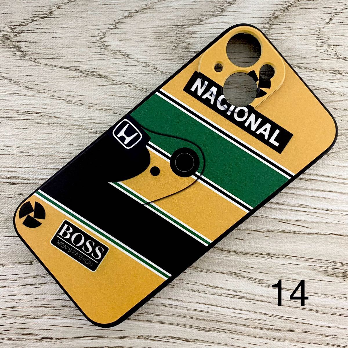 アイルトン・セナ ヘルメット デザイン iPhone 14 ケース F1 マクラーレン ホンダ ブラジル スマホ拍卖