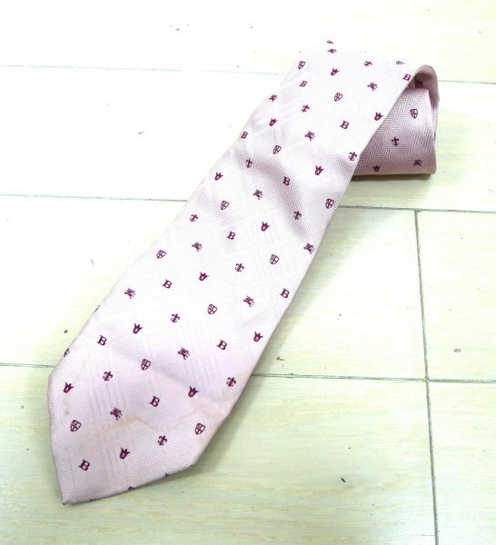 バーバリー ブラックレーベル ★ ネクタイ・日本製 ★ ロゴ・ホースマーク模様 ★ ピンク ★ Burberry拍卖