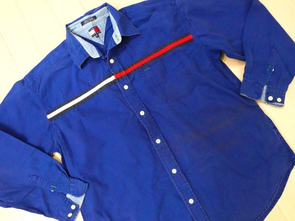 トミーヒルフィガー TOMMY ★ ブラウス・シャツ ★ ロゴマーク入り ★ ブルー拍卖