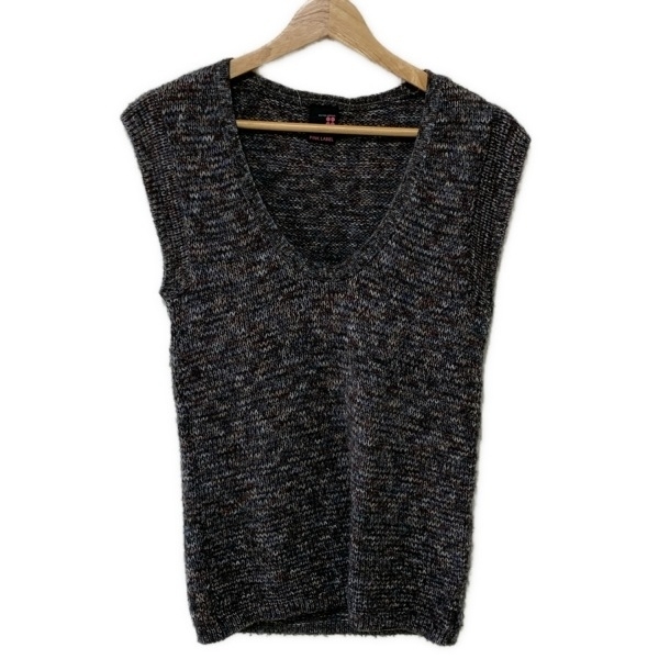 ユナイテッドアローズ UNITED ARROWS ノースリーブセーター/ニット - ウール ダークグレー×グレー×マルチ レディース Vネック/PINK LABEL拍卖