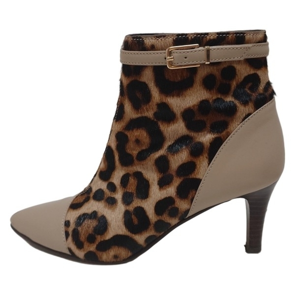 ギンザカネマツ GINZA Kanematsu ショートブーツ 22 - レザー ベージュ×黒×ダークブラウン レディース 豹柄 靴拍卖