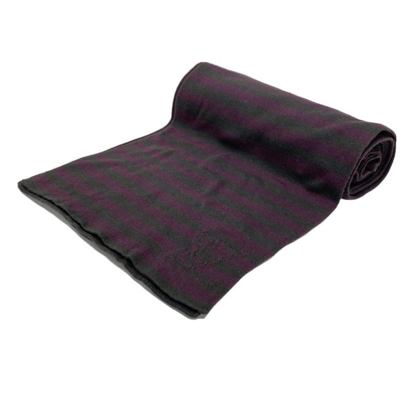 ルイヴィトン LOUIS VUITTON - コットン、カシミヤ ダークグレー×パープル ボーダー 確認出来ず 美品 マフラー拍卖