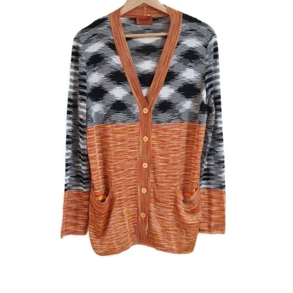 ミッソーニ MISSONI カーディガン サイズ44 L - 白×黒×マルチ レディース 長袖 トップス拍卖