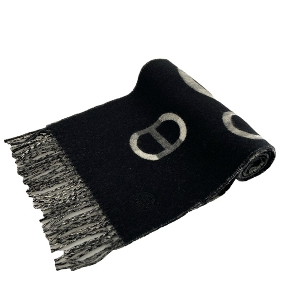 エルメス HERMES - カシミヤ 黒×グレー×白 シェーヌダンクル/チェック柄 マフラー拍卖