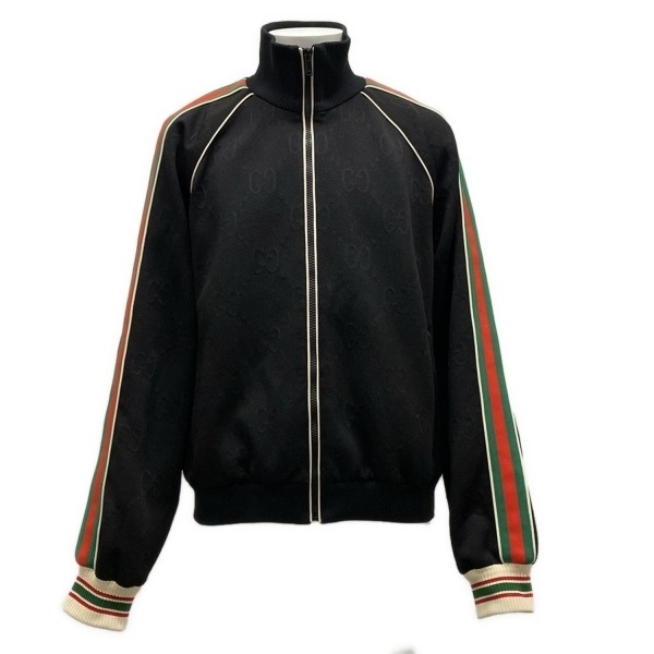 グッチ GUCCI ブルゾン 662270 XJDE9 GGジャージー ジャカード ジップジャケット 黒×レッド×マルチ メンズ ジャケット拍卖